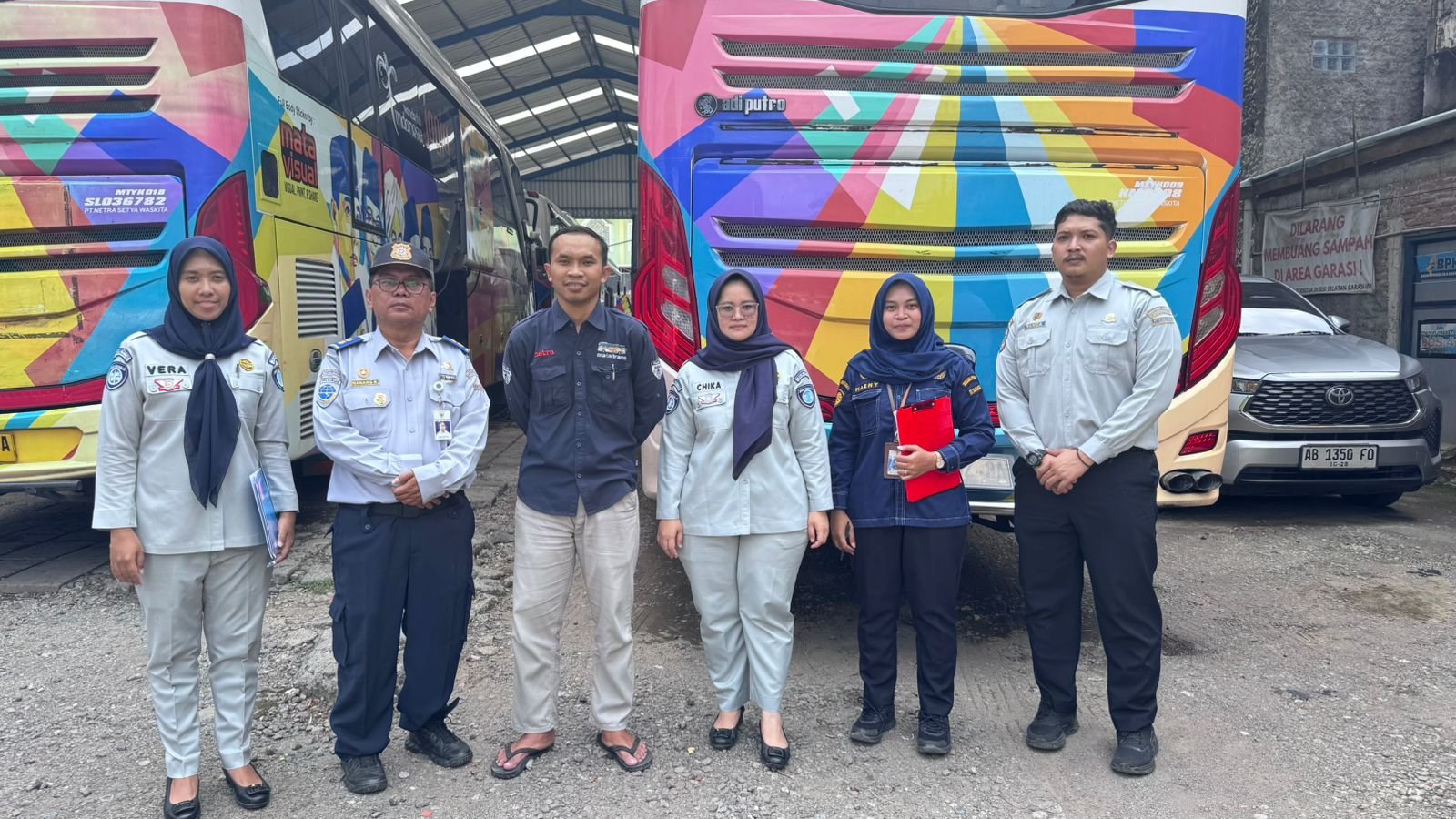 Rampcheck Bus Pariwisata Sriwijaya Transport dan Mata Trans Jelang Angkutan Lebaran 2026