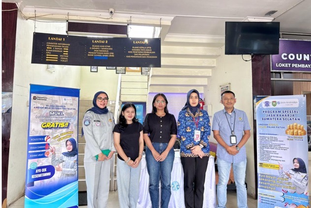 PT Jasa Raharja Kantor Wilayah Sumatera Selatan Mengadakan Kegiatan MUKL (Pemeriksaan Kesehatan Gratis) di Kantor Samsat Palembang 1