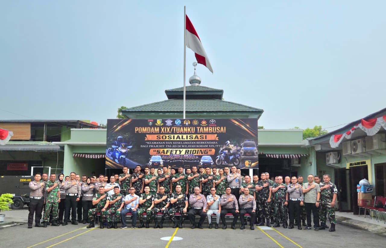 Jasa Raharja Riau Menjadi Narasumber Sosialisasi Safety Riding Di Pomdam XIX/Tuanku Tambusai